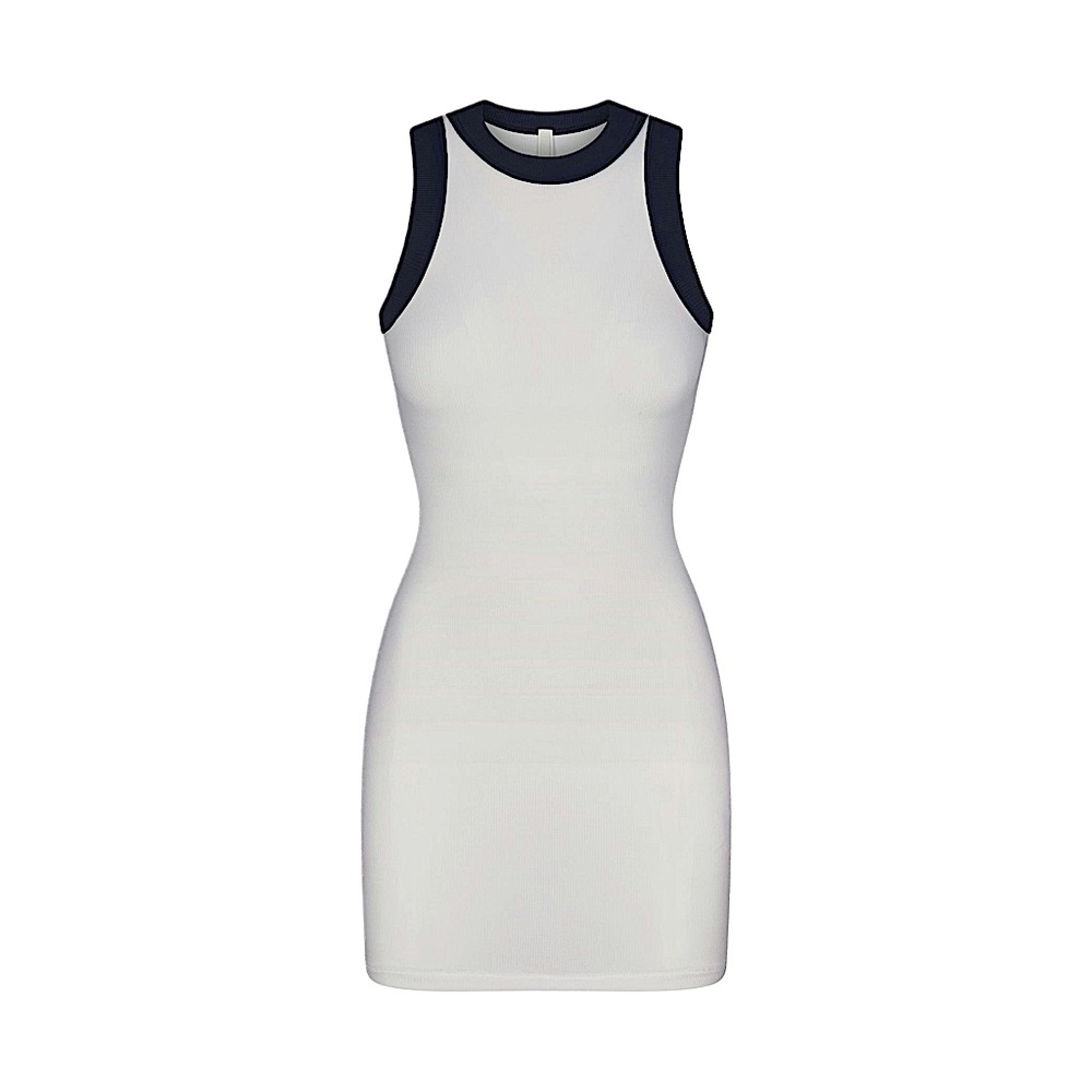 ivory SKIMS soft lounge ringer tank mini dress